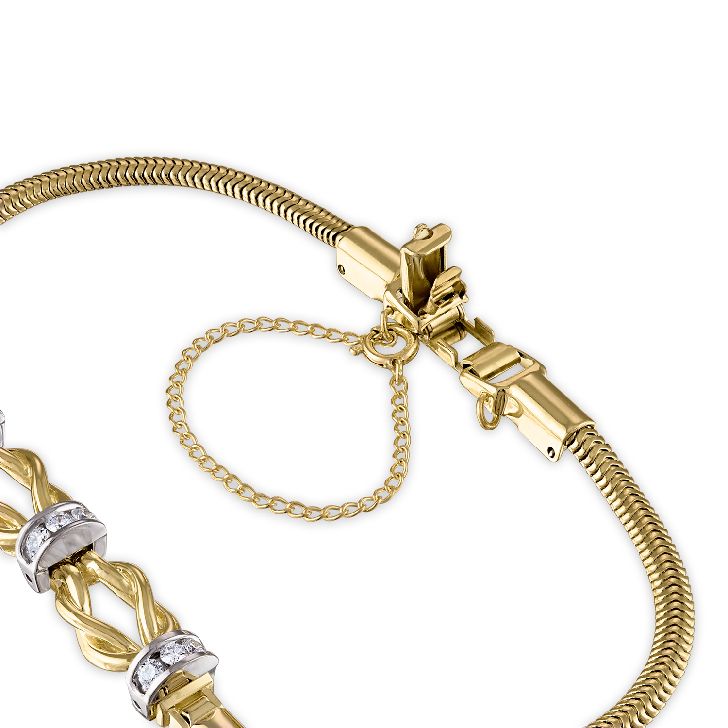 Starter Reef Knot Bracelet on Snake Chain, Clasp Detail